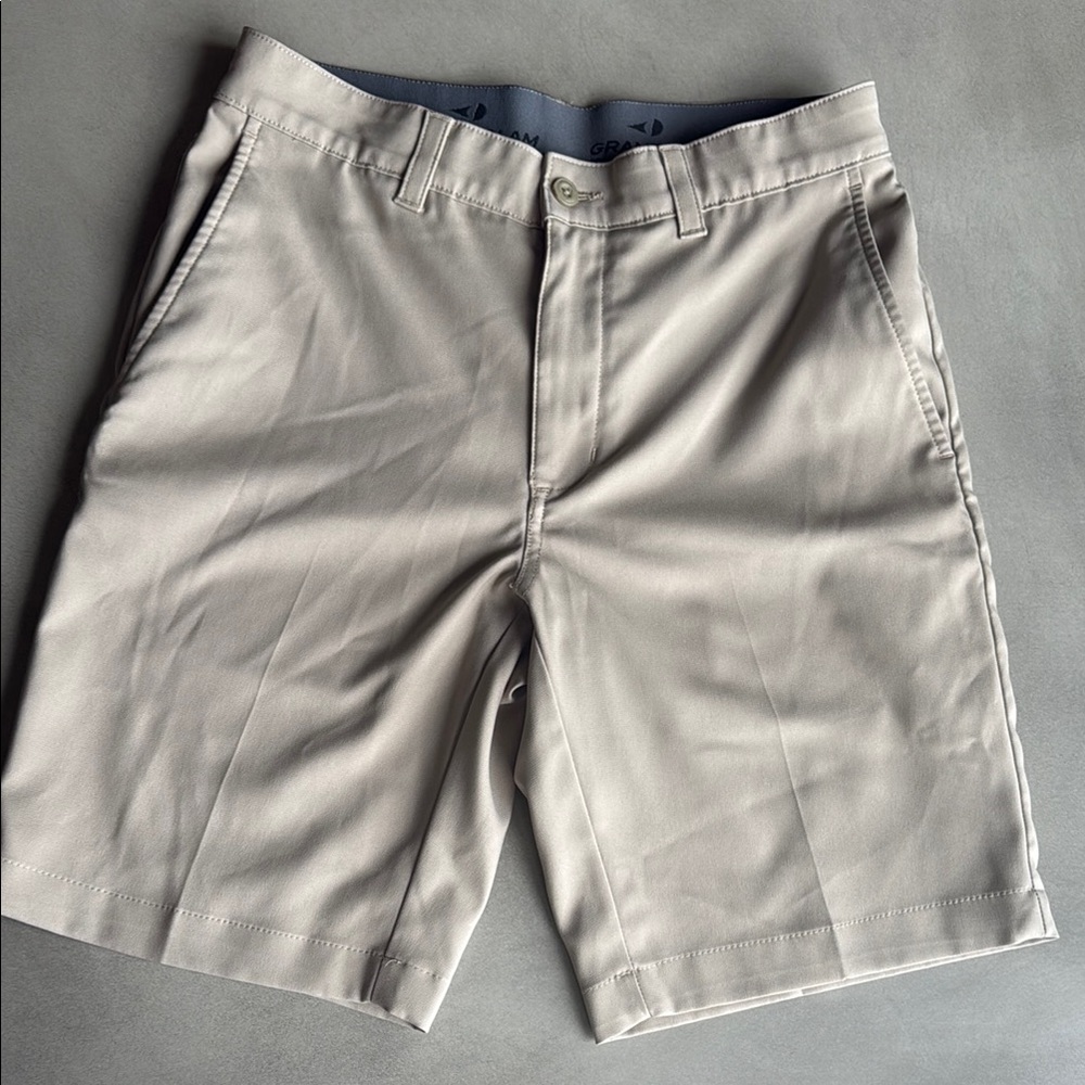 Gray Flat Front Shorts with Classic Design